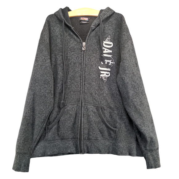 Chase Authentics Men's NASCAR Dale Jr Full Zip Hoodie Gray Black 2X Long Sleeve - Picture 1 of 12
